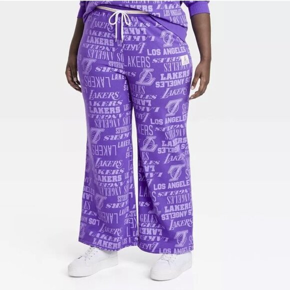 🔥237 NBA Los Angeles Lakers Wide Leg Graphic Jogger Pants - Picture 8 of 8